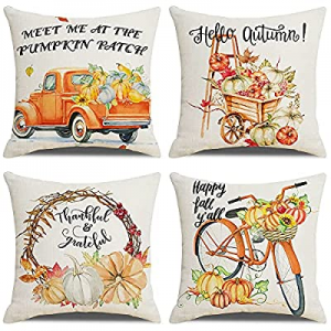 Fall Pillow Covers 18x18 Set of 4 now 45.0% off , Fall Decorations for Home Farmhouse Autumn Decor..
