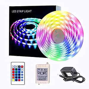 LED Strip Lights now 60.0% off , 32.8ft Tape Lights RGB Color Changing with Remote for Desk Bedroo..