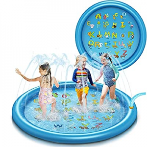 64.0% off Splash Pad for Toddlers 68" Sprinkler Play Mat for Kids Outdoor Water Toys Outside Backy..