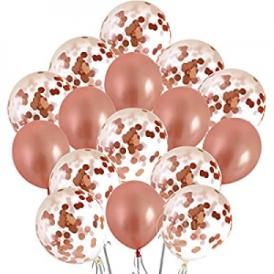 Rose Gold Balloons and Party Decorations now 70.0% off , 18-Inch Rose Gold Confetti Balloon Set fo..