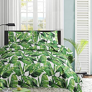 3Pcs Tropical Thick India Green Palm Leaves Quilt Set Coverlet King now 80.0% off ,Beach Themed Ju..