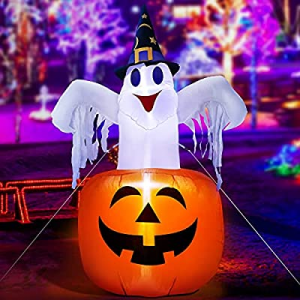 WDERNI Halloween Inflatable Outdoor Cute Ghost with Pumpkin now 50.0% off , Blow Up Yard Decoratio..