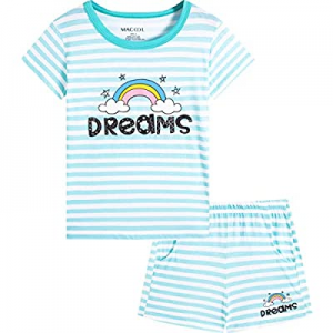 70.0% off Macool Girls Summer Clothes Cute Unicorns Mermaid Kids Toddler Stripes Short Sleeves 100..
