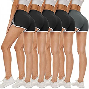 One Day Only！50.0% off 5 Pack Womens Dolphin Shorts Women's Sweat Booty Shorts Short Yoga Pants So..