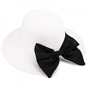Sowift Women Sun Hats Floppy Summer Sun Beach Straw Hat UPF50 Foldable with Bowknot now 60.0% off 