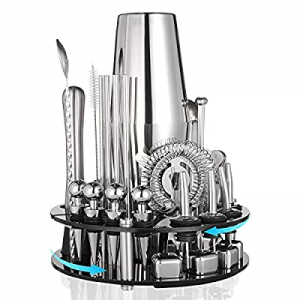 Cocktail Shaker Set HAANEW 35-Piece Bartender Kit with Rotating 360° Display Stand now 55.0% off ,..