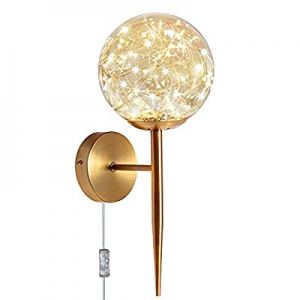 One Day Only！Gold Wall Sconce Plug in now 10.0% off , 2 in 1 Plug in or Hardwired Wall Sconce with..