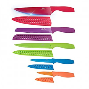 Knife Set, G.a HOMEFAVOR 5-piece Colored Knife Set Nonstick Coated with 5 Knife Sheath Covers now ..