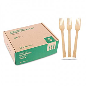 5.0% off 100% Bamboo Utensils - 400 Carbonized Forks Disposable Cutlery Biodegradable and Sanitize..