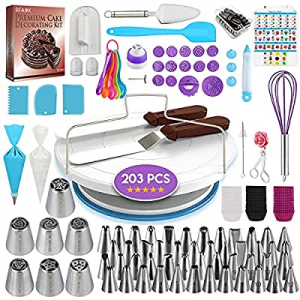 30.0% off RFAQK 203 PCs Cake Decorating Supplies Kit for Beginners-1 Turntable stand- 48 Numbered ..