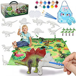Kids Crafts and Arts Set now 50.0% off , Dinosaur Painting Kit, 9 pcs Simulated Dinosaur Models, C..