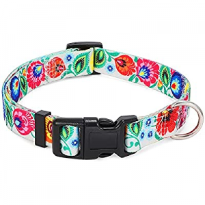 55.0% off Flower Print Girl Dog Collar WOWOGO Colorful Floral Rose Print Dog Collar Personalized S..