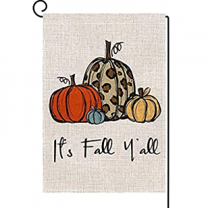 50.0% off It's Fall Y'all Pumpkin Garden Flag Vertical Double Sided Polka Dot Burlap Fall Thanksgi..