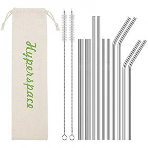 Stainless Steel Straw, Food Grade Reusable Metal Drinking Straw Set with 2 Cleaning Brushes and Carr