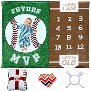 13.0% off Sukoon Monthly Milestone Blanket for Baby Boy / Girl | Baseball Theme | Includes Frame a..