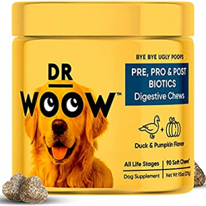 Dr Woow Dog Probiotics and Digestive Enzymes Supplement Chews - Pre and Probiotics for Dogs Treats..