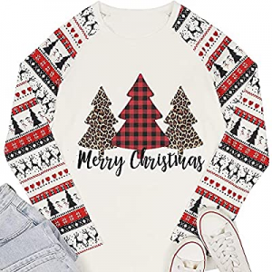 30.0% off T&Twenties Women's Merry Christmas Shirt Fashion Christmas Raglan Shirt for Women Xmas T..