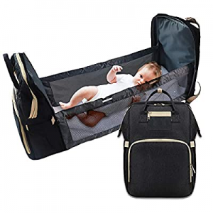 Diaper Bag with Travel Bassinet Foldable Baby Bed Portable Diaper Changing Station Mummy Bag Backp..