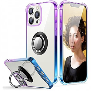DAUPIN Ring Holder Series Cases Designed for iPhone 13 Pro Max 6.7 Inch, Clear Cute Slim Colorful Si