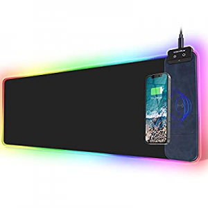 FutureCharger Wireless Charger Gaming Mouse Pad, 10W Wireless Charging Keyboard Pad, Extended RGB Mo