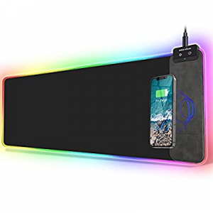 FutureCharger RGB Gaming Mouse Pad with Wireless Charger, Soft Keyboard Pad, Larger Extended Mouse P