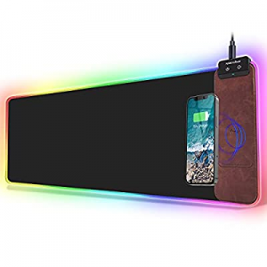FutureCharger RGB Gaming Mouse Pad, Wireless Charger Large Extended Soft Mouse Pad,Keyboard Pad with