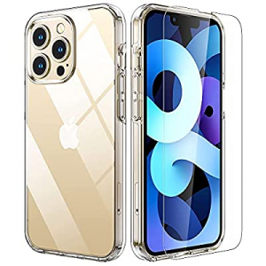 Clear Case for iPhone 13 Pro Max - USLAI Case with Glass Screen Protector, Military Grade Shockproof