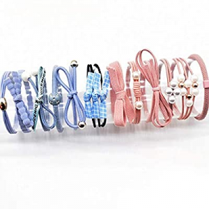 12 Pcs Hair Band Hair Tie, YIWINIAID Womens Hair Ties Elastic Scrunchies Ponytail with Holder Box (l