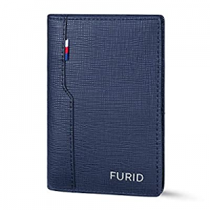 One Day Only！FURID Mens Leather Wallet Blue now 70.0% off , Minimalist Men's Rfid Blocking Front P..