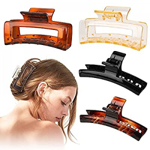 UNAOIWN Large Hair Claw Clips for Thick Hair, Acrylic Hair Clips Banana Rectangle Barrettes, Butterf