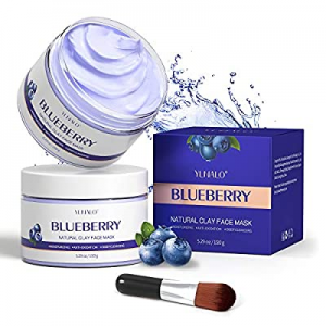 Blueberry Clay Mask with Aloe, Clay Face Mask Deep Cleansing Detox and Radiant Skin, Purifying Clay 