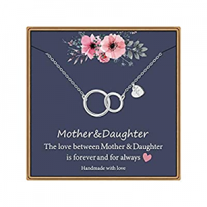 One Day Only！Mother Daughter Necklace now 60.0% off , White Gold Plated Infinity Circle Necklace G..