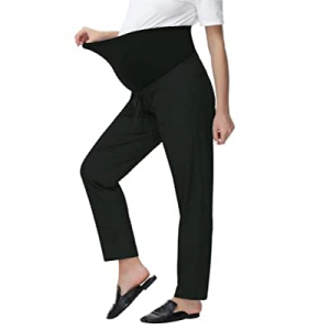 Maacie Maternity Work Pants Straight Legs Over The Belly Casual Pants with Pockets now 50.0% off 