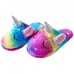 TYONMUJO Kids Unicorn Fuzzy Slippers with Anti-Slip Soles for Boys Girls now 50.0% off 