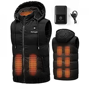 NORWELL Men's Heated Vest Lightweight Warm Jacket with Removable Hood (Battery Pack) now 30.0% off 