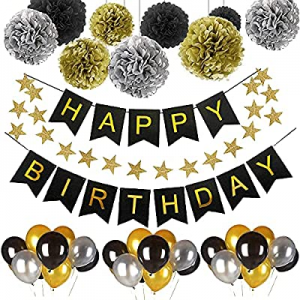 Ifunnygoo Gold Birthday Party Decorations for Men Women,Birthday Party Supplies of Happy Birthday Ba