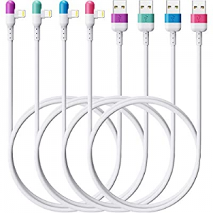 4Colors Premium iPhone Lightning Cable, HYXing [4-Pack 6ft], 90 Degree Fast Charging Cord, Apple MFi