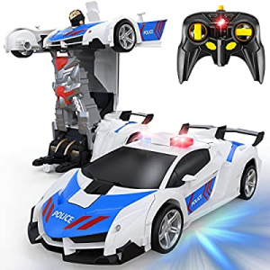 Remote Control Car Transform Rc Cars Robot for kids now 10.0% off ,1:18 Scale 2.4G Police Deformat..