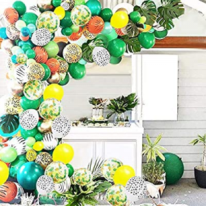 Jungle Safari Theme Party Balloon Garland Kit – DIY 60pcs 12 inch Latex Animal Balloons and 12pcs Pa