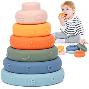 SYNPOS 6 PCS Baby Stacking Teething Toy now 45.0% off , Stacking Nesting Toys, Soft Building Stack..
