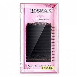 Rosmax Volume Eyelash Extension, Individual Eyelash Extensions False Mink Silk Easy Fan Lash Self Fa