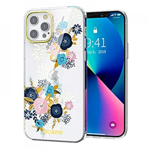 Licheers Case Compatible with iPhone 12 Pro Max 6.7 Inch, Clear Floral Soft TPU & PC Back Shockproof