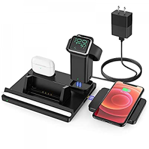 Wireless Charger, 4 in 1 Fast Wireless Charging Station with Magnetic, Wireless Charging Stand Compa