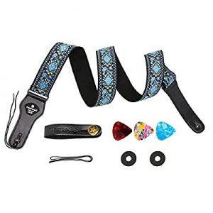 Guitar Strap for Acoustic now 50.0% off , Electric & Bass Guitars with 3 Picks, 1 Leather Strap Bu..