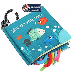 Fish Soft Cloth Book now 5.0% off , Shark Tails Soft Activity Crinkle Baby Books Toys for Early Ed..