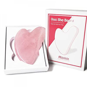 Gua Sha Facial Tools, MillaSmile Natural Rose Quartz GuaSha Jade Stone for Face, Neck, Body, Skin Ca