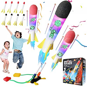Duel Rocket Launchers for Kids now 50.0% off , Air Rocket Toy with 8 LED Foam Rockets Refills, 2 S..