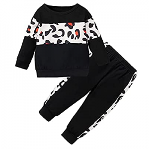 One Day Only！50.0% off Toddler Girl Clothes (12M-5T) Cute Long Sleeve Leopard Top + Pant Outfits S..