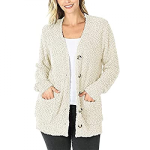 30.0% off Foshow Women's Popcorn Button Down Open Front Cardigan Sweaters Fuzzy Long Sleeve Cardig..