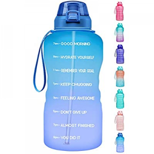 One Day Only！Fidus Large 1 Gallon/128oz Motivational Water Bottle with Time Marker & Straw now 50...